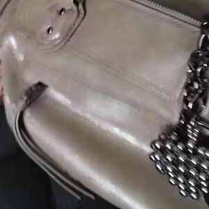 Steve Madden Metallic Taupe Shoulder Bag with Chain Detail
